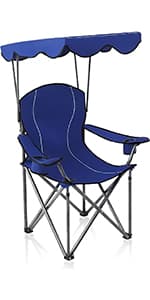 ALPHA CAMP Heavy Duty Canopy Camping Chair, 350 lbs Capacity Oversized Folding Chair with Adjustable Sunshade, Portable Sunshade Chair with Cup Holder for Beach, Fishing, Outdoor, Red