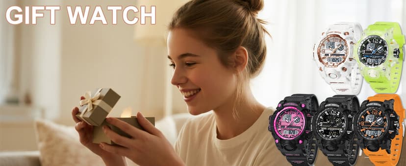 findtime Women's Sport Watch Digital Waterproof Watches Military Watches Analog Outdoor Wrist Watch LED Luminous Alarm Stopwatch Dual Time Wristwatch