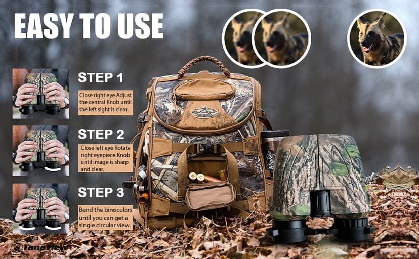 10x50 Compact Binoculars for Adults - Long Distance View, High Powered Binoculars with Travel Case - Lightweight, Large Eyepiece, Water & Fog Proof - Hunting, Bird Watching, Cruise