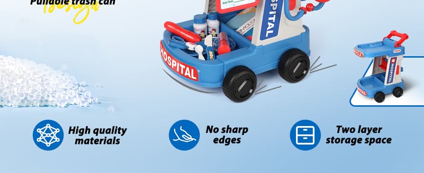 Kids Doctor Playset with Cart, Costume & Stethoscope, Role Play, Pretend Play Medical Toys, Birthday Gift Liberry Toddlers Doctor Kit Toy for Girls Boys Ages 2 3 4 5, Blue B0BYNC6XMQ