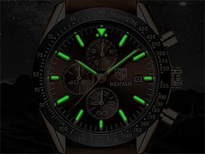 BENYAR BY BENYAR Watch for Men Analog Quartz Chronograph Waterproof Luminous Designer Mens Wrist Watches Business Work Sport Casual Dress Watch with Silicone Strap Elegant Gifts for Men