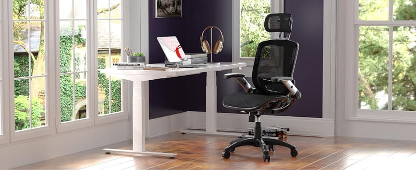 GABRYLLY Ergonomic Office Chair, High Back Home Desk Chair with Headrest, Flip-Up Arms, 90-120° Tilt Lock and Wide Cushion, Big and Tall Mesh Chairs for Man Woman, Black Task Chair