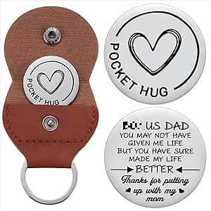Aesnefe Pocket Hug Token Inspirational Reminder Gifts Mental Health Thinking of You Gift Self Love with PU Leather Keychain