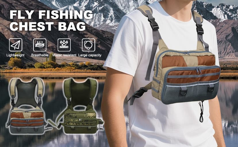 MYDAYS Fishing Chest Pack, Fly Fishing Bag for Men and Women, Tackle and Fly Boxes Storage Pack, Hunting Binocular Pack (Grey)