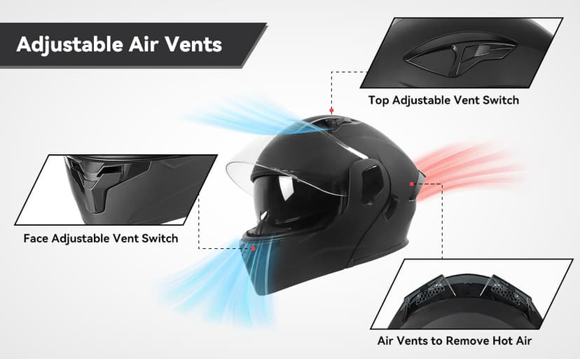 Adult Modular Motorcycle Helmets, DOT Approved Flip up Dual Visor Full Face Helmet for Men Women Moto ATV UTV Snowmobile ADV Four Wheeler Street Bike with Gloves & Mask