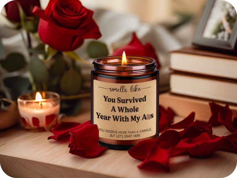 GSPY Scented Candle, 1st Anniversary Candle Gifts for Boyfriend, Girlfriend - 1 Year Paper Anniversary Happy Gifts for Couple, Him, Her - First, One Year Wedding Anniv. Presents for Husband, Wife
