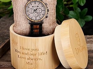 Vikingenes – Wooden Watches for Men, Engraved Wood Watch, Personalized Men's Gift, Viking Watches, Natural Wood Wristwatch, Luxury Wooden Chronograph, Custom Engraved Watch, Unique Gift for Men