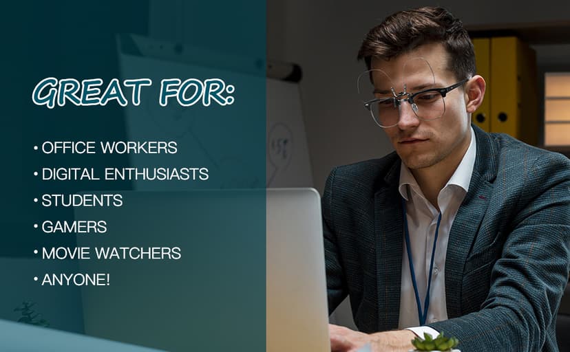 VIEWBETTER Clip On Blue Light Blocking Glasses for Eyes Strain & Light-Sensitive Flip Up Frameless Yellow Lenses BL103Y