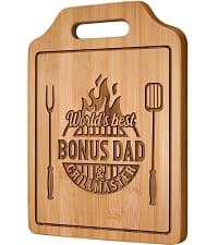 AceThrills Step Dad Gifts for Step Dad Birthday, Christmas, Fathers Day - Engraved Bamboo Cutting Board 12.3"L x 8.7"W x 0.4"Th