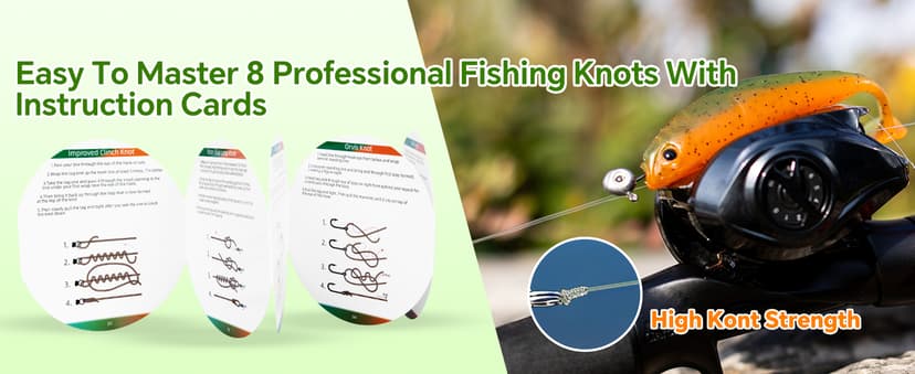 Pro Monofilament Fishing Line with Knot Instruction Cards for Multi Purpose Cost Effective, Strong Yet Thin Nylon String for Big Fishes, Tangle-Free & UV Resistant, 15/20/30/50/80LB