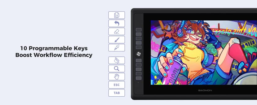 GAOMON PD156Pro - 15.6" Drawing Tablet with Screen Full-Laminated 120% sRGB Pen Display with Dial Key & 10 Hotkeys, Battery-Free Stylus Art Tablet for Digital Drawing, Anime, Sketch, Graphic Design