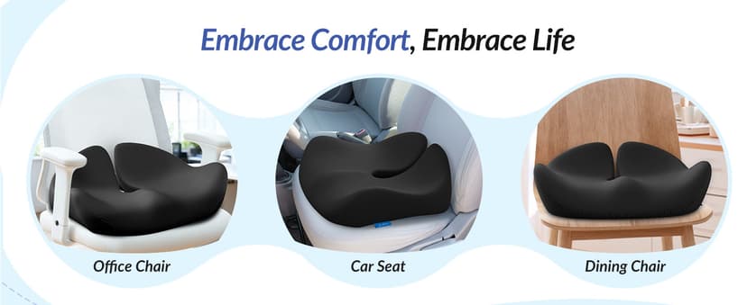 ZIKEE Pioneering Seat Cushion for Pressure Relief, Ergonomic Office Chair Cushion for Sciatica, Back, Hemorrhoids & Tailbone Pain Relief, High-Density Memory Foam Car Seat Cushion with Anti-Slip Base
