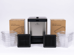 Clear Ice Maker - Makes 4 Large, 2" Crystal Clear Ice Cubes in 8 to 12 Hours - Great for Cocktails, Whiskey & Bourbon - Compact Countertop Ice Maker - Stainless Steel Shell - Reusable Ice Tray