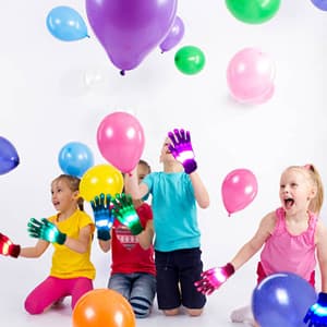 Kids Toys 12 Colors LED Gloves Cool Toys Gifts for Age 3-5 6-8 Years Old Boys Girls Halloween Costumes Light Up Gloves Stocking Stuffers Christmas Birthday Parties Gifts (1 Pairs S)