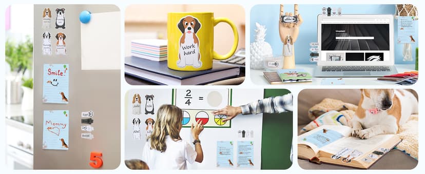 Hommie Dog Sticky Notes Set, Planner Sticky Note Dividers Tabs 300 Sheets, Cute Animals Shape Markers Flags Self-Stick Memo Pads for Dog Lovers Home Office School Supplies B0C5X9KNP4