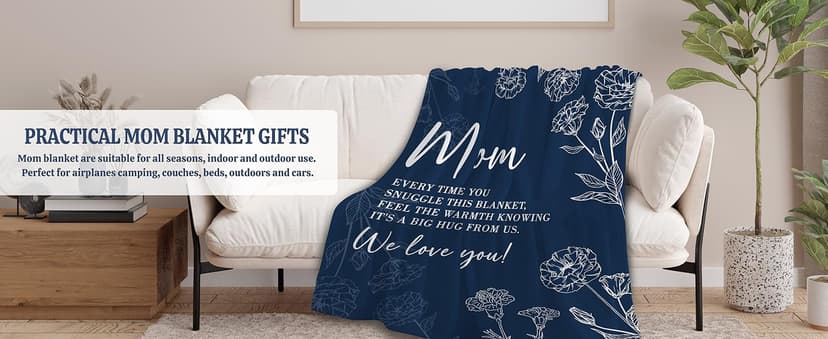 Mom Birthday Gifts, Gifts for Mom Blanket, to My Mother Birthday Gift from Daughter Son, Present for Moms for Christmas 60" x 50", Blue