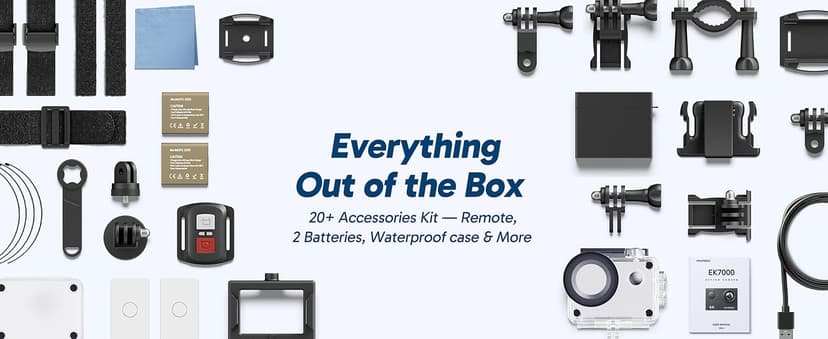 AKASO EK7000 4K30FPS 20MP WiFi Action Camera with EIS Ultra HD 131FT Waterproof Underwater Camera Remote Control 4X Zoom Support External Microphone Black