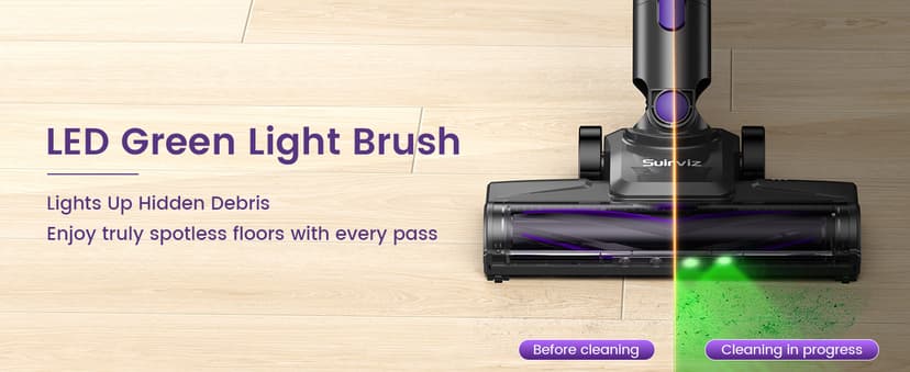 Cordless Vacuum Cleaner, 40KPA/500W/35Mins, Green LED Light, Lightweight Stick Vacuum Self-Standing, Vacuum Cleaners for Home Handheld Vacuum for Pet Hair, Carpet, and Hard Floors, U8