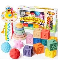 JOYIN 4-Pack Fidget Tubes for Kids, Sensory Tubes, Stress Relief Toy, Speech Therapy, Calming Toys for Children with Autism, Calm Down Corner Classroom Supplies, Christmas School Gifts for Toddlers