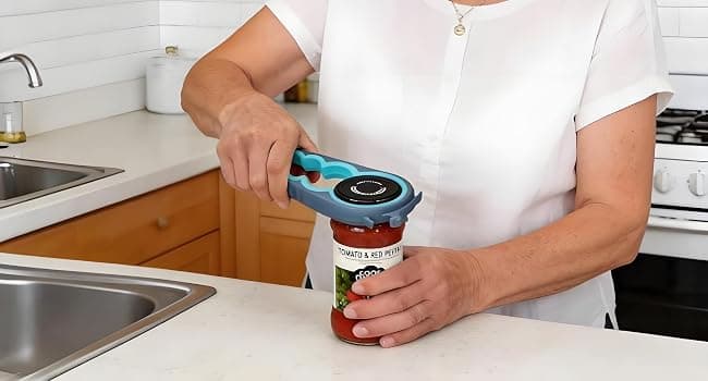 Otstar Jar Opener Bottle Opener and Can Opener for Weak hands, Seniors with Arthritis and Anyone with Low Strength, Mutil Jar Opener Get Lids Off Easily (Blue and Grey)