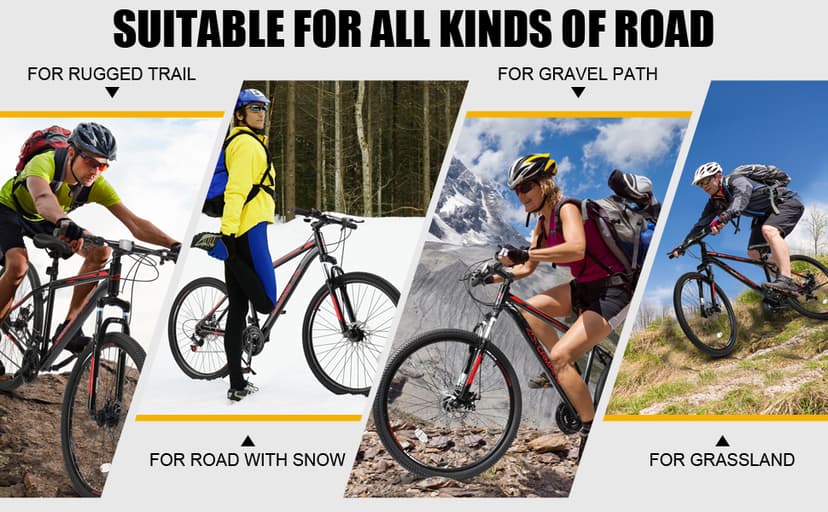 Ktaxon Mountain Bike 24/26/27.5 Inch Men & Women Mountain Bike with 21-Speed Adult Bikes, Double Disc Brake, Suspension Fork and High Carbon Steel Frame