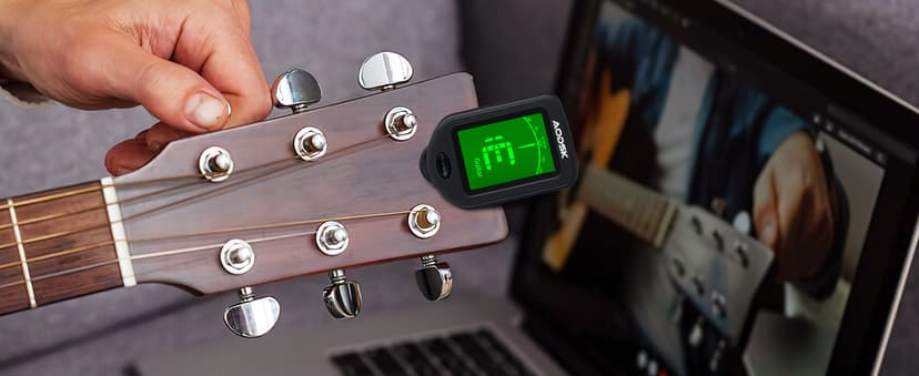 Aodsk Clip-on Guitar Tuner for String Instrument,Digital Electronic Tuner,Large Clear LCD Display,Rotatable,Suitable for Acoustic Guitar,Ukulele,Bass,Violin and Chromatic,with 10 Guitar Picks