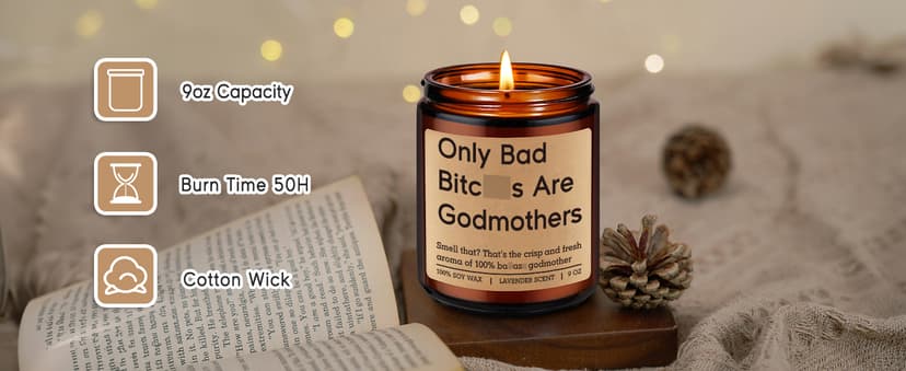 Fairy's Gift Candles, Godmother Gifts, God Mother Proposal Gifts for Women Best Friends, Godparent Day Christmas Godmother Proposal, Godmom Presents, Funny God Mom Presents for Her Bestie Sister Aunt