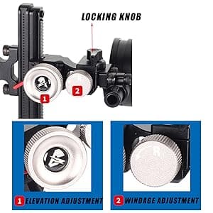 Archery Bow Sight for Compound Bows Target Hunting Single Pin or 5 Pin Bow Sight with 6X 1.75 Scope Lens Long Bar Right Hand for Quicker Sight Acquisition