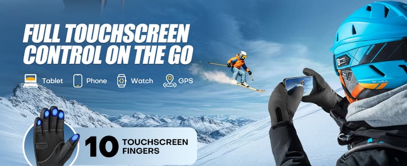 UMEWARM Winter Gloves Men Women Made with 3M Thinsalute, -20°F GEANI-TEX™ Waterproof Ski Gloves for Cold Weather, 5-Layer Thermal Snow Gloves, 10 Touchscreen Fingers Snowboard gloves for Cycling, Hiking