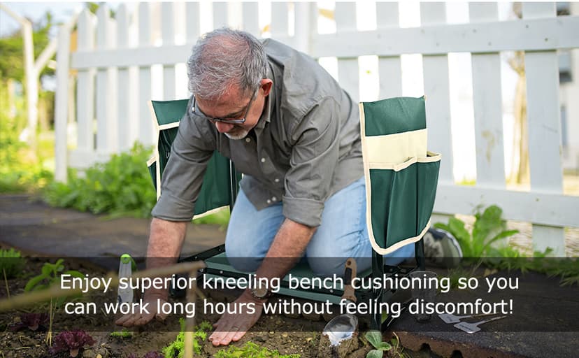 KVR Upgraded Garden Kneeler and Seat with Thicken & Widen Soft Kneeling Pad,Heavy Duty Foldable Gardener Stool with 2 Tool Pouches,Gardening Gifts for Women Mom Men Seniors¡… B0972Y5LTY