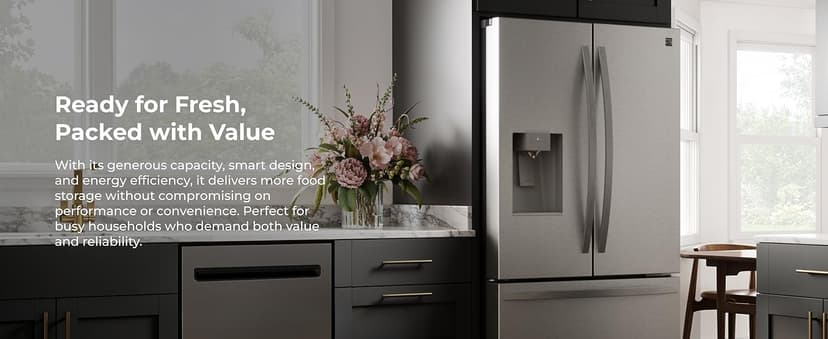 Kenmore 36" French Door Refrigerator with Freezer - Accela Chill, Adjustable Shelving, Dual Evaporator, ENERGY STAR Certified, 28.6 cu. ft. Capacity - Fingerprint Resistant Stainless Steel
