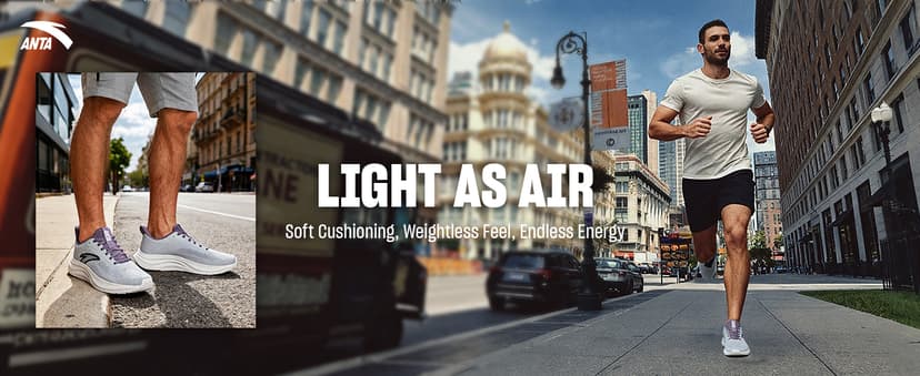 ANTA Men’s Running Shoes, Lightweight Cushioned Breathable Sneakers, Comfortable Trainers with Slip Resistant Outsole for Jogging, Walking and Daily Workout