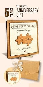 5 Year Anniversary Wood Gifts For Him Her - 5th Anniversary Marriage Gifts For Wife Husband, Wooden Wedding Gift For For Fifth Anniversary