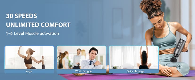 Massage Gun Deep Tissue, Handheld Electric Muscle Massager, High Intensity Percussion Massage Device for Pain Relief with 9 Attachments & 30 Speed(Grey)