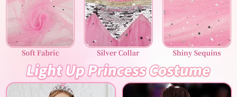 Toddler Dress Up Clothes with Accessories, Princess Toy for Kids Birthday Gift Light Up Princess Dress Up for Girls 3 4 5 6 Years Old B0F1N78G97