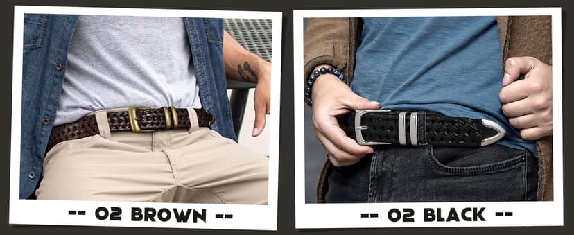 BELTROAD Braided Leather Belt for Men Casual Jeans Golf, Men's Leather Woven Alloy Buckle Hand Braided Belts Gift for Men