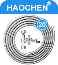 Refrigerator water line - 20 FT Premium Stainless Steel Braided Ice Maker Water Hose,Food grade PEX Inner Tube Fridge Water Line with 1/4" Fittings for Refrigerator Ice Maker