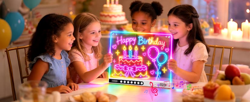 8 Colors, 8 Modes, 15 Light Effects with Music & Blue-Tooth, Doodle Neon Glow Pad Toys Gift for Girls/Boys/Kids 16" Rechargeable LED Drawing Board, Kids Birthday Christmas Gift B0GT9HHRJJ
