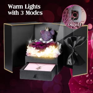 ADDWel Meaningful Gifts for Mom from Daughter Son, Preserved Purple Rose Gift Box with MOM Necklace, I Love You Necklace in 100 Languages, Mother’s Day Birthday Gifts for Mom B0BZ7SWYTH