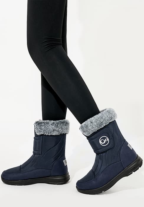 Almusen Snow Boots for Womens Winter Shoes: Warm Fur Lining Mid Calf Boots Women Anti Slip Waterproof Hook Loop Comfortable Outdoor Boot