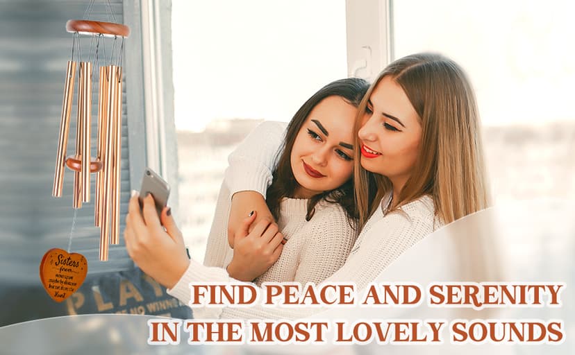 Sisters Gifts from Sister, Sister Birthday Gifts Wind Chime, Bestie Gift for Women, Unique Sisters Gift for Birthday, Christmas, Mothers Day, Wedding, Graduation, Garden Decoration