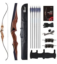 Sanlida Eagle X9 New 58" RTH Standard Recurve Bow and Arrow Set for Adults and Hunters, Wooden Takedown Recurve Bow Package for Outdoor and Practice 25-60 Lbs