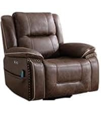 Bonzy Home Power Lift Recliner Chair for Elderly with Massage and Heating, Dual Motor Faux Leather Lift Chair with Spacious Seat, 2 Cup Holders, Adjustable Headrest (Grey Brown)
