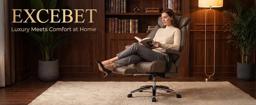 EXCEBET Big and Tall Office Chair with Footrest, PU Leather High Back Executive Office Chair 400lbs, Ergonomic Computer Chairs Lumbar Support for Heavy People (Brown)