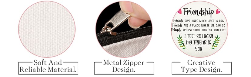 Frienda 3 Pcs Good Friend Gifts Cosmetic Bag for Women Friendship Makeup Bag Travel Cases for Birthday Graduation Moving Away Christmas Bestie Soul Sister(Trend Style)