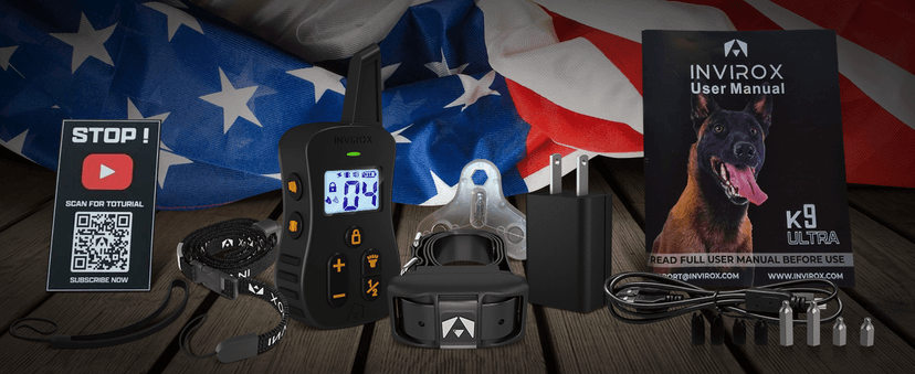 INVIROX Ultra K9 Dog Training Collar with Remote, 124 Levels for Reactive, Stubborn or Hard-to-Train Dogs, ¾ Mile Range, Night-Light Mode, Safe Communication, IP67 Waterproof E Collar for Large Dogs
