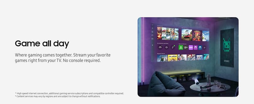 Samsung 30” - 100” The Freestyle 2nd Gen with Gaming Hub Smart Portable Projector, FHD, HDR, Big Screen Home Theater Experience, 360 Sound, SP-LFF3CLAXXZA, 2023 Model