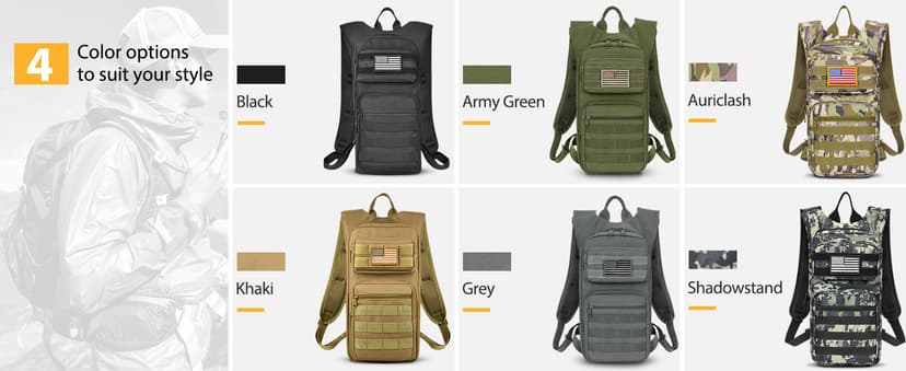 NOOLA Hydration Backpack with 3L TPU Water Bladder, Tactical Molle Water Backpack for Men Women, Hydration Pack for Hiking, Biking, Running and Climbing