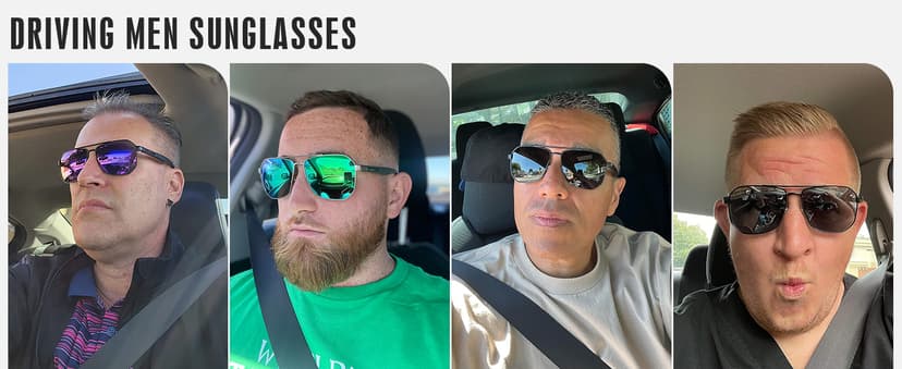 LUENX Aviator Sunglasses for Men Square Polarized Polygon Lens - UV 400 Protection with Accessories 61MM Driving Outdoor