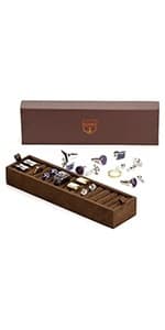 Mens Watch Box Leather Valet Tray - Bedside Table Organizer, Men's Jewelry Box, Watch Case for Men with Large Smartphone Charging Station - Jewelry Box for Men with Valet Box and Nightstand Organizer